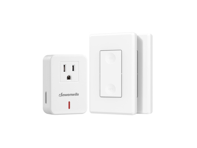 Remote Control Outlet Switch, 100 Feet Range, No Wiring Needed Plug and Play, 2 Remote & 1 Outlet, Programmable Wireless Light Switch, Remote Light...