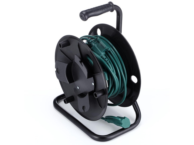 Extension Cord Storage Reel with Metal Stand Black Cable Reel Holds up 500 Feet of 6 mm Cable/Cord/Hose Heavy Duty Open Roller Holder, Easy to Grip...