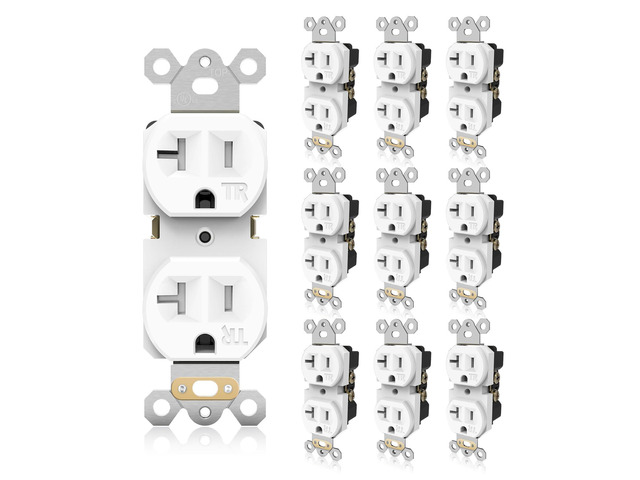 10Pack Duplex Wall Receptacle, 20A Tamper-Resistant Outlets, Standard Electrical Power Outlets for Commercial and Residential, 2 Pole 3-Wire,...