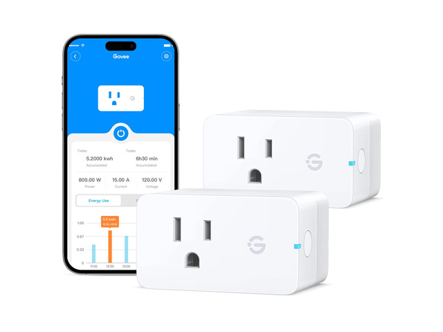 Smart Plug with Energy Monitoring, WiFi Bluetooth Outlet, 2 Pack 15A Smart Outlets Work with Alexa and Google Assistant, Timer & Group Controller,...
