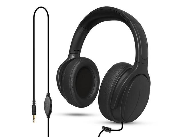 Long Cord Wired TV Headphones for Seniors with Volume Control Over-ear design with soft memory foam earmuffs, adjustable headband, 3.5 mm AUX...