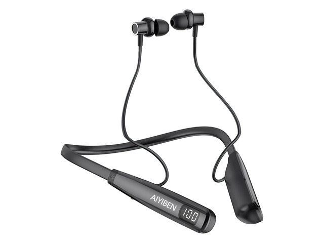 Neckband Bluetooth Headphone with LED Power, Neckband Headphones 100 Hours Playtime, in-Ear Bluetooth Headphone with Microphone for Running and...