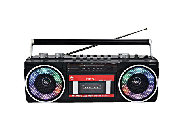Retro 80's Cassette Player Recorder with AM/FM/SW Radio, Bluetooth Boombox, USB, Built-in MIC for Voice Recording, RGB Colorful Lights, Headphone...
