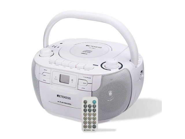 TR621 CD and Cassette Player Combo, Boombox CD Player for Home, AM/FM, Tape Recording, TF/USB Drive, AC or D Battery Powered, Headphone Jack,...