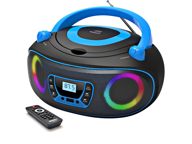 Portable Radio CD Player Boombox with Bluetooth,FM Radio,USB MP3 Playback,AUX-in,Headphone Jack,MP3 CDs Compatible,Kids CD Players for Home or...