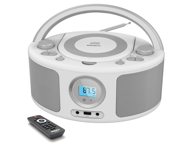 Portable CD Player Boombox with Bluetooth, FM Radio, Remote Control, USB Port and AUX Headphone Jack, MP3 CDs Compatible, Clear Stereo Sound,...