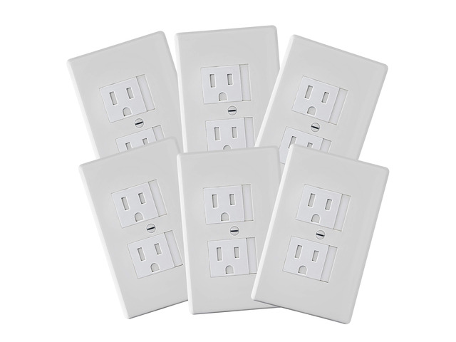 6-Pack Self-Closing Outlet Covers (For Center Screw Outlets Only) - Measures 3'Wide x 4.75'High-An Alternative To Wall Socket Plugs for Child...