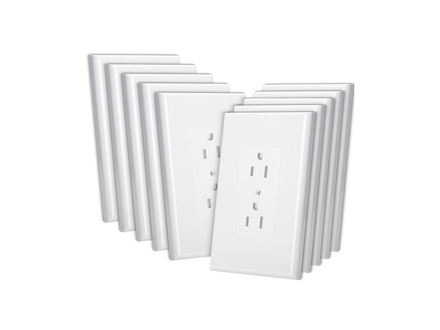 Bates- 1-Gang Duplex Wall Plate, 3.18'x 4.98', 10 Pack White Unbreakable Electrical Outlet Cover Plates Heat & Impact Resistant Easy-to-Clean...