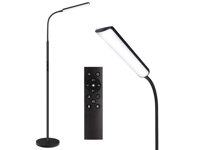 LED Floor Lamp, Stepless Adjustable 3000K-6000K Colors, Black Bright 15W Floor Lamps for Living Room with 1H Timer, Reading Standing Lamp with...
