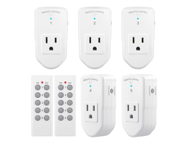 Wireless Remote Control Outlet Electrical Switch for Lights, Fans, Christmas Lights, Small Appliance, 100ft Long Range White (Learning Code,...