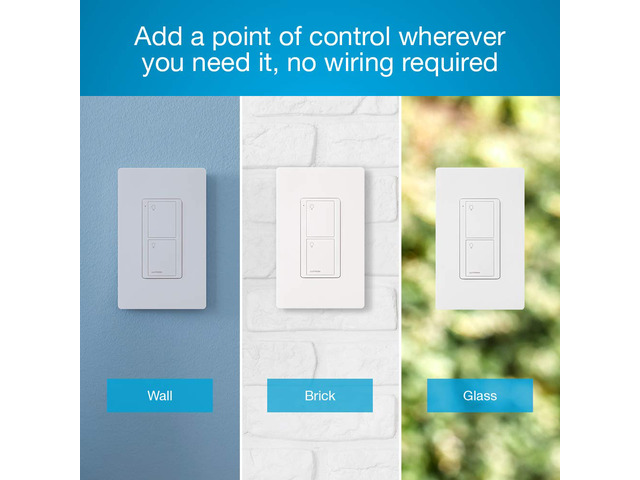 Pico Remote for Caseta Smart Switch, 2-Button Control, On/Off Control, For Table Top or Wallmount Use, PJ2-2B-GIV-L01, Ivory