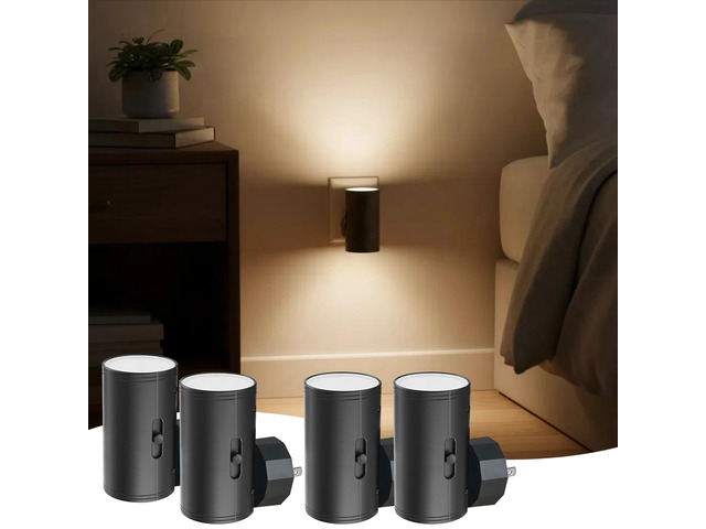 4 Pack LED Night Light Plug in,5-300LM Brightness Adjustable Dusk to Dawn Sensor,Soft White 3000K, Dimmable for Kitchen Bathroom Bedroom Stairs