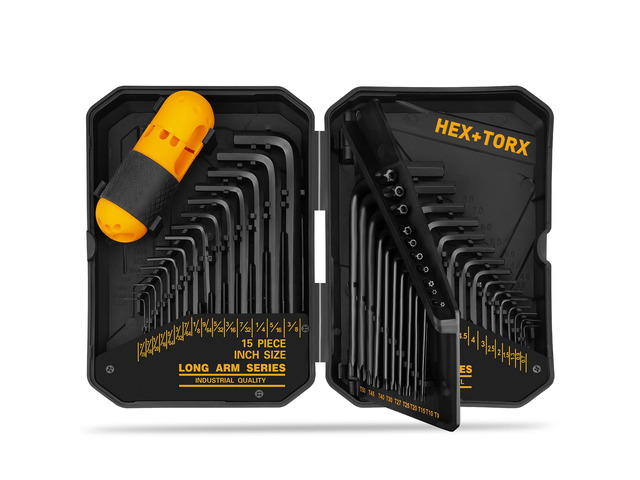 Hex Key Allen Wrench Set: 41-Piece Hex and Torx Key Set with Torque Handle, Standard SAE(0.028'-3/8') & Metric(0.7mm-10mm) & Torx(T9-T50) in...