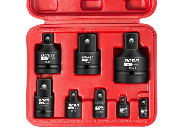 8 Piece Impact Socket Adapter and Reducer Set, 1/4' 3/8' 1/2' 3/4' Drive Socket Adapter Set with Durable Case for Impact Driver Conversions (Upgraded)