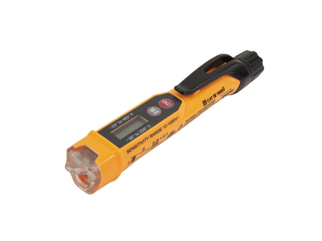 NCVT-4IR Non-Contact Voltage Tester, 12-1000V AC Pen with IR Thermometer -22 to 482-Degree Fahrenheit, LED and Audible Alarms, Pocket Clip