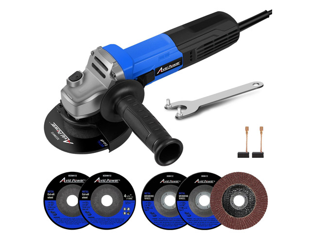 Angle Grinder, 7.5-Amp 4-1/2 inch Electric Grinder Power Tools with Grinding Wheels, Cutting Wheels, Flap Disc and Auxiliary Handle for Cutting,...