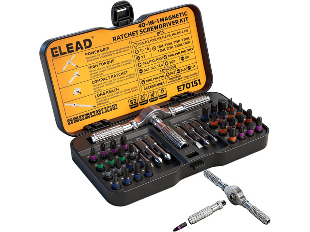 40 in 1 Magnetic Ratchet Screwdriver Set, Multi Bit Magnetic Ratcheting Screwdriver Set with Detachable Ratchet Handle, Repair Tool Kit for...