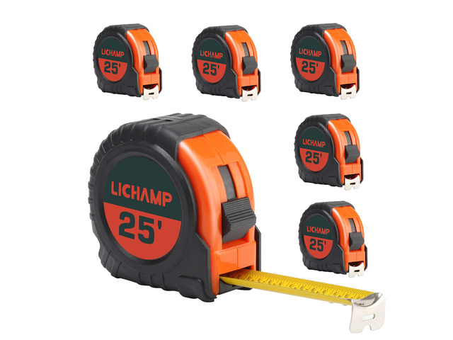 Tape Measure 25 ft, 6 Pack Bulk Easy Read Measuring Tape Retractable with Fractions 1/8, Measurement Tape 25-Foot by 1-Inch