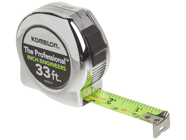 433IEHV High-Visibility Professional Tape Measure both Inch and Engineer Scale Printed 33-feet by 1-Inch, Chrome