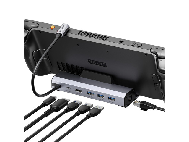 6-in-1 Docking Station for Steam Deck/ROG Ally X/Legion Go S-HB0603 4K@120Hz HDMI, Gigabit Ethernet, 100W PD Fast Charging, 3 USB 3.0 Ports, Widely...