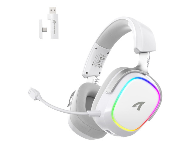 G800 Ultralight Wireless RGB Gaming Headset Programmable-White 7.1 Surround Sound,50mm Drivers,Memory Foam Ear Pads,Wired/2.4Ghz/BT,Durable...