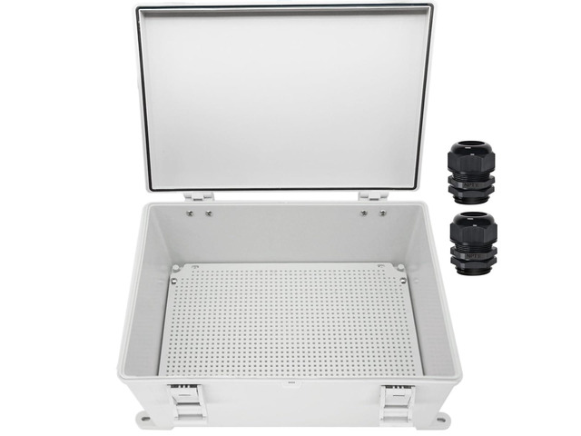 Junction Box ABS Plastic Waterproof IP65 Electrical Boxes Hinged Shell Outdoor Universal Project Enclosure with Mounting Plate and Wall Brackets...