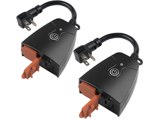 Outdoor Smart Plug, WiFi Heavy Duty 2 Outlet Timer, 2 Pack, 2.4GHz IP44 Weatherproof Timer Outlet with App Wireless Remote Control, Works with...