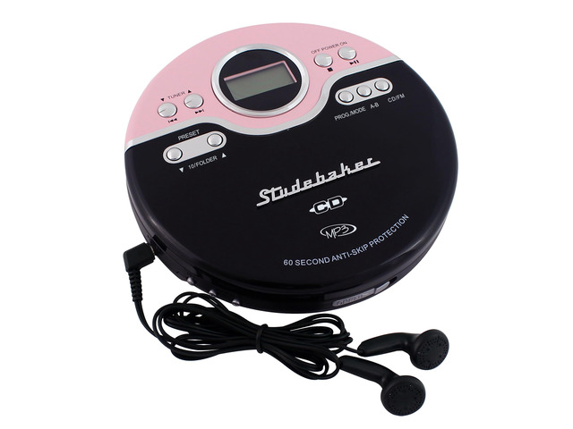 SB3703PBB Joggable Personal CD/MP3 Player with FM PLL Radio - Pink & Black