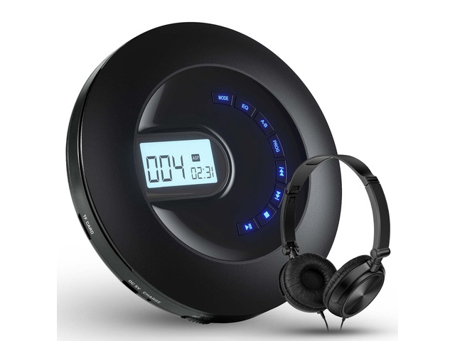CD Player Portable with Headphone, Rechargeable, LCD Display, Backlight Portable CD Player with Headphone Jack, AUX Output, Shockproof for Home Car...