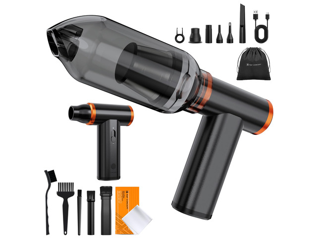 Blower and Suction 2 in 1 Compressed Air Duster,300000RPM 6000mAH,First Gear for 180 Minutes,3 Gear Adjustable,Brushless Motor Multiple Tools,for...