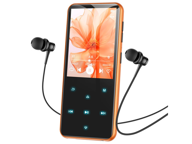 64GB MP3 Player with Bluetooth, M3 2.4'' Player with Speaker with FM Radio, Touch Buttons, Supports Up to 128GB(Orange)