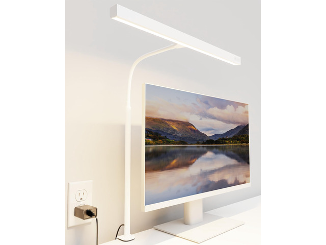 LED Desk Lamp for Office Home, 12W Eye-Caring Light with Clamp White, Touch Control Dimmable Brightness, 3000K-6000K, 360° Adjustable Gooseneck,...