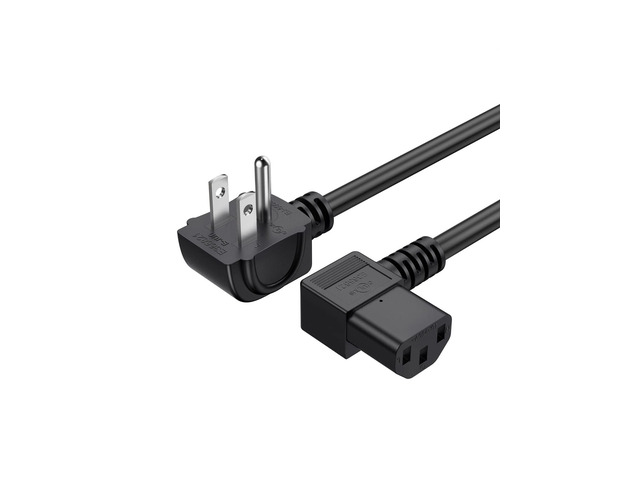 3 Feet Power Cord for NEMA 5-15P to IEC320 C13 Angle Cord 3 Feet 18 AWG Universal Power Cord for NEMA 5-15P Angle Type to IEC320 C13 Angle Type...