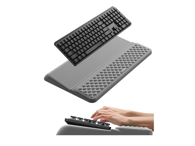 Wrist Rest with Keyboard Stand, Computer Wrist Support Pad, Ergonomic Keyboard Riser Holder Lifter Tray with Wrist Pad, Soft Memory Foam Desk...