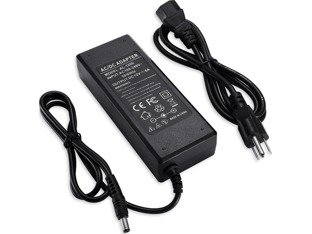 3 Prong DC 12V 8A Power Supply Adapter, 96W AC 100-240V to DC Transformer 12V 8A Switching Adapter AC/DC Converter, AC/DC Transformer for LED...