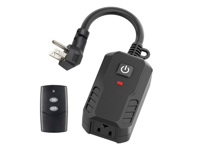 Remote Control Outlet Wireless Light Switch Outdoor Indoor 3-Prong Plug In On Off Outlet with Remote, 1 Waterproof Outlet 1 Remote (Battery...