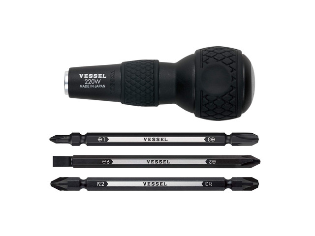 BALL GRIP 1/4' Hex. Bit Interchangeable Screwdriver (Bit 3PC. (+1, +3 / +2, -6 / PZ2, PZ3) SET. 220W3J1)