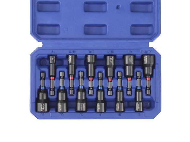 12 PCS Magnetic Nut Driver Set, Premium Impact Power Hex Nut Driver Drill Bit Master Kit, SAE (1/4' to 9/16') and Metric (6-14mm), 1/4' Hex Shank...