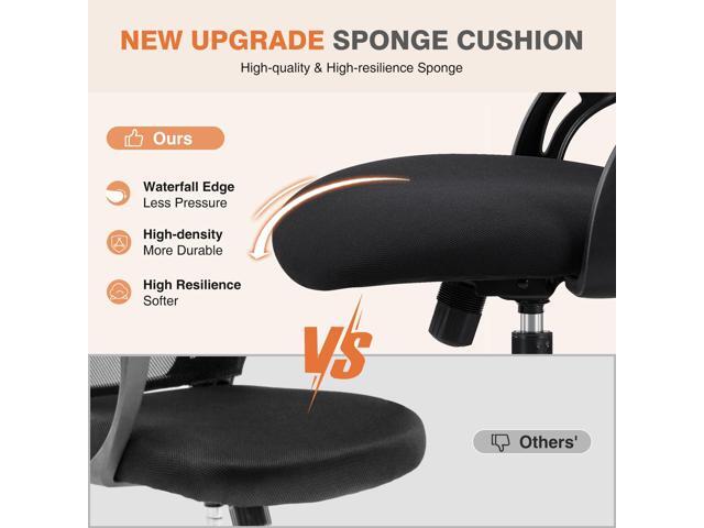 Office Computer Desk Chair, Ergonomic High-Back Mesh Rolling Work Chairs with Wheels and Adjustable Headrests, Comfortable Lumbar Support, Comfy...