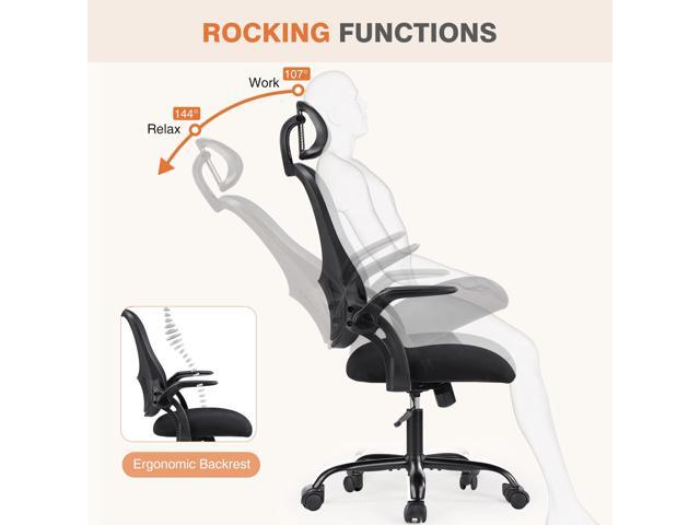 Office Computer Desk Chair, Ergonomic High-Back Mesh Rolling Work Chairs with Wheels and Adjustable Headrests, Comfortable Lumbar Support, Comfy...