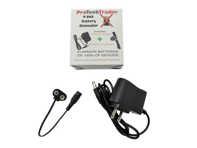9v Battery Eliminator Kit - Replace 9-Volt Batteries Permanently! Includes 9 vDC AC Adapter & Battery Snap Conversion Adapter by ProTechTrader