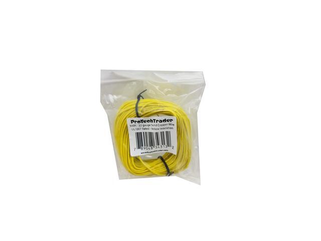 100ft 22AWG - Solid Copper Wire Yellow PVC Insulation UL1007 Rated 300V 80 - Electronics Hookup Wire Tinned - Bagged