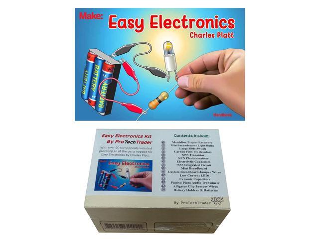 Make: Easy Electronics Kit Bundle - Includes Paperback Handbook Charles Platt Electronic Components Pack - STEM Educational DIY
