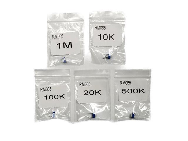 ProTechTrader Trimmer Potentiometer Kit - 5pc - 1M, 10K, 100K, 20K (Model: ptt-3306-rm065-trimpot-kit)
