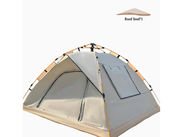Camping Tent with Sun & Rain Protection, Quick Setup, Mesh Screen & Removable Ceiling, Reinforced Design for Outdoor Adventures and Family Use, White