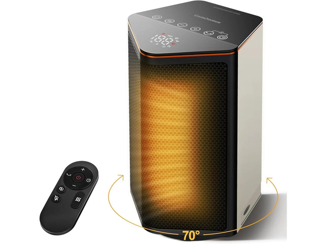 Portable Electric Heater with Thermostat - 1500W Space Heater for Indoor Use, 70° Oscillation, 5 Modes, 12H Timer, Quiet Small Heater for Office...