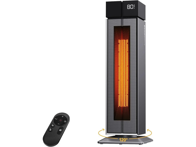 Electric Heater for Indoor Use, 25'' Space Heater 1500W Graphene Tower Heater with 3 Heat Levels, 3 Modes, 120° Oscillation & Safety Protections,...