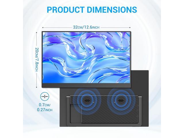 14 Inch Ultra-Slim IPS Portable Monitor FHD 1920×1080P, Built-in Kickstand & Speakers USB-C/HDMI Travel Monitor for Laptop, PC, Phone & Mac