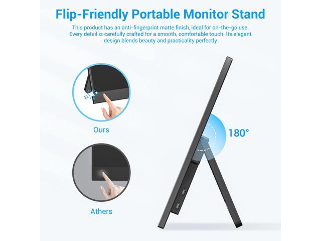 14 Inch Ultra-Slim IPS Portable Monitor FHD 1920×1080P, Built-in Kickstand & Speakers USB-C/HDMI Travel Monitor for Laptop, PC, Phone & Mac