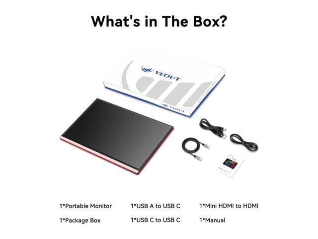 16 Inch Portable Monitor for Laptop, 1920x1200P Ultra-Slim FHD IPS 16:10 External Display, 100% sRGB Aluminum Stand, USB-C/Mini HDMI, Use for PC,...